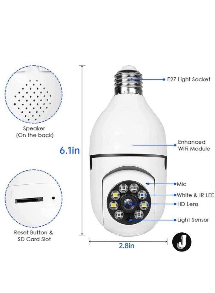 JAJEEK "(5-Pack) WiFi Light Bulb Cameras – 360° Wireless Outdoor Security Cameras with 1080P Color Night Vision & Motion Detection" - Image 2
