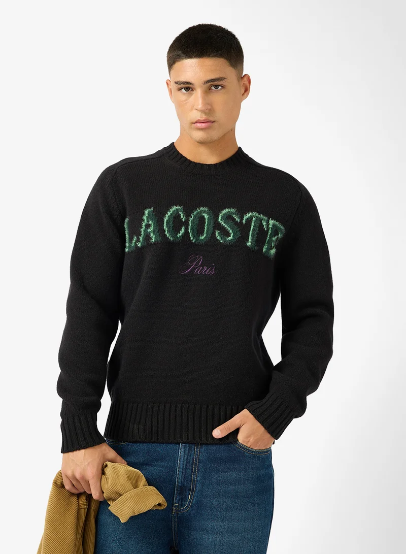 LACOSTE Thick Wool Fuzzy Crew Neck Sweater