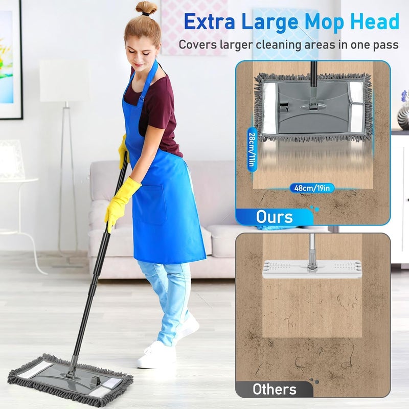 VOUBIEN Wall Cleaner Mop with Long Handle, Wall Dust Cleaning Mop for Washing Walls with 2 Microfiber Reusable Pads,Floor Dry Wet Dust Mops for Wall Washer, Floor,Ceiling Cleaner - Image 4