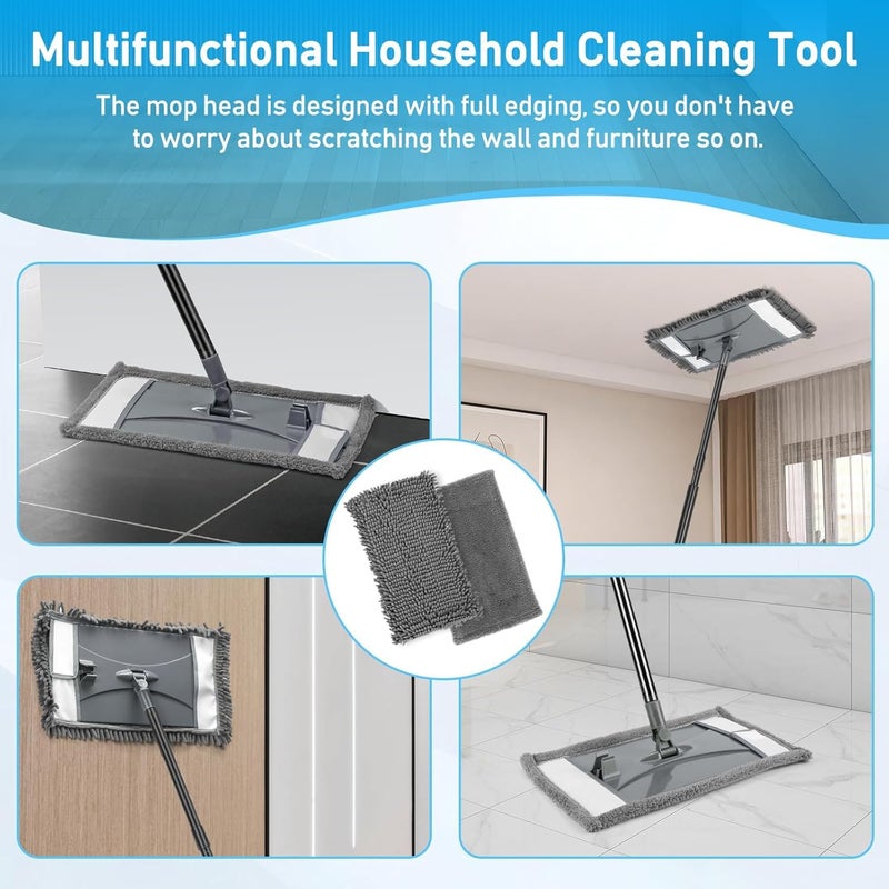 VOUBIEN Wall Cleaner Mop with Long Handle, Wall Dust Cleaning Mop for Washing Walls with 2 Microfiber Reusable Pads,Floor Dry Wet Dust Mops for Wall Washer, Floor,Ceiling Cleaner - Image 2
