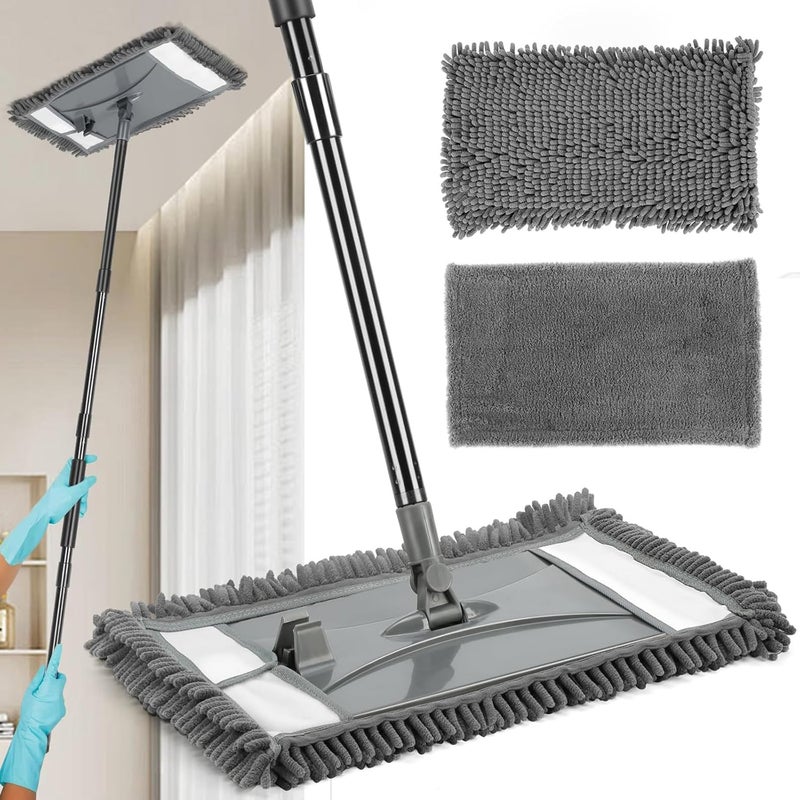 VOUBIEN Wall Cleaner Mop with Long Handle, Wall Dust Cleaning Mop for Washing Walls with 2 Microfiber Reusable Pads,Floor Dry Wet Dust Mops for Wall Washer, Floor,Ceiling Cleaner - Image 1