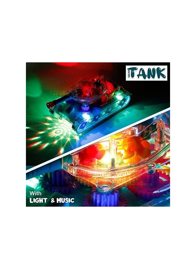 TOY GARDEN Toyz Gear Tank with LED Lights – Musical, Rotating Transparent Tank Toy for Kids  - Image 4