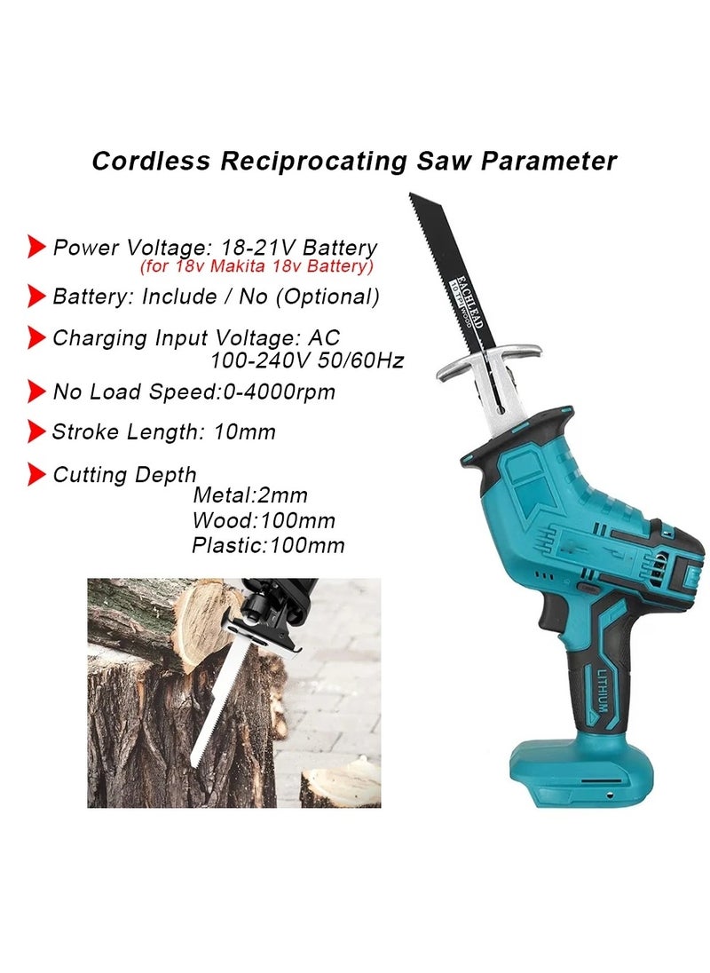AROAQ - 21V Cordless Reciprocating Saw with 2 Batteries 7500mAh Adjustable Speed Chainsaw Wood Meta Pipe Cutting Reciprocating Saw Power Tool - Image 1
