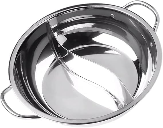 Gyanadh Gyanadh 304 Stainless Steel Shabu Hot Pot with Divider, Dual Sided Hotpot Soup Pot, Food Grade Stainless Steel Cookware for Induction, Gas, and Electric Stoves  - Image 1
