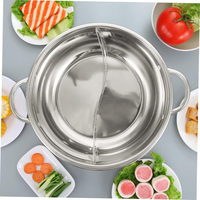 Gyanadh Gyanadh 304 Stainless Steel Shabu Hot Pot with Divider, Dual Sided Hotpot Soup Pot, Food Grade Stainless Steel Cookware for Induction, Gas, and Electric Stoves  - Image 4