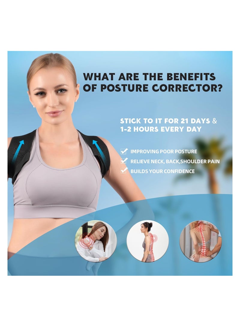 Captaintech Brace For Posture Corrector, Upper Back Braces for Women & Men, Adjustable Shoulder Brace Back straightener Providing Pain Relief From Lumbar, Neck, Shoulder, Clavicle Brace, Black - Image 3