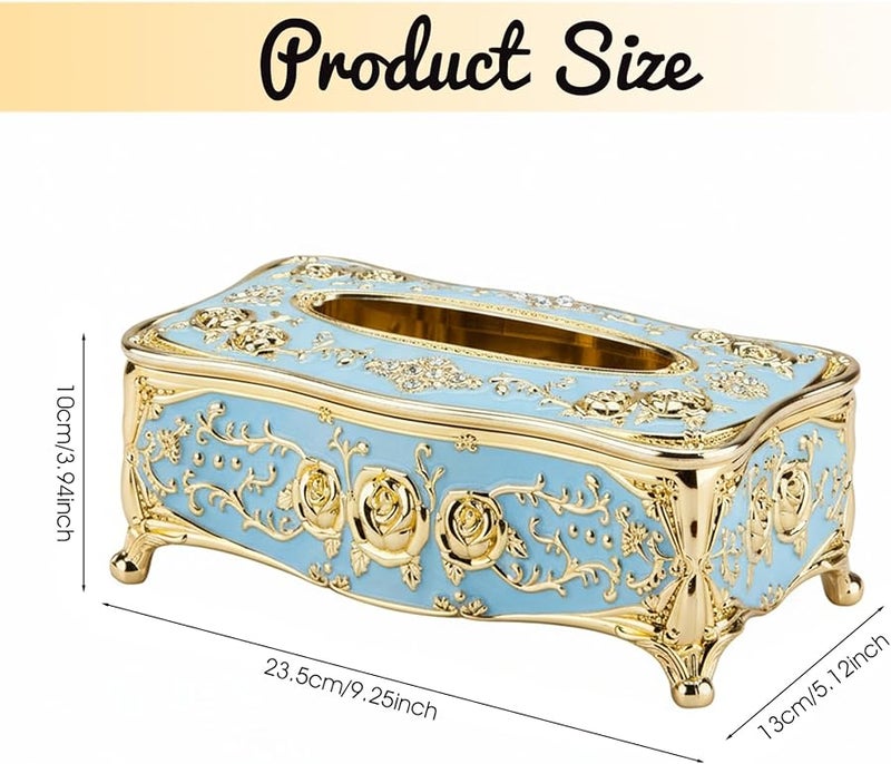 غطاء صندوق المناديل الذهبي من مادة ABS بتصميم أوروبي زهري لتزيين غرفة المعيشة - Image 5