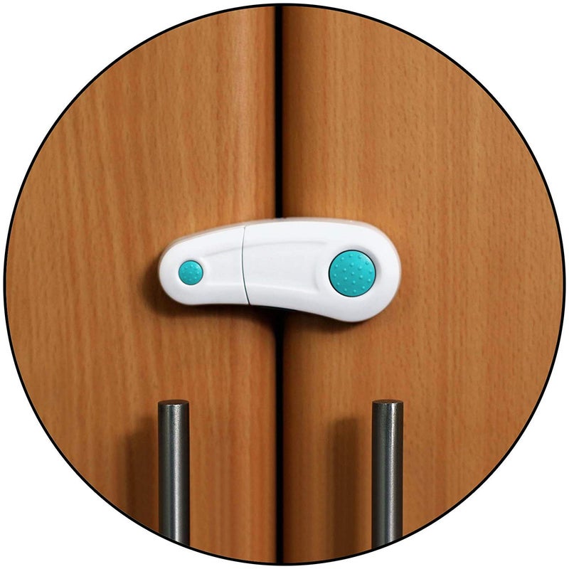 Safe-O-Kid BPA-Free Premium Pre-Taped Cupboard/Wardrobe/Drawer Lock - Child Safety, Easy Installation, Blends with Home Decor, Heavy-Duty Protection for Kitchens, Bathrooms, Bedrooms, Blue, Pack of - 2 - Image 5