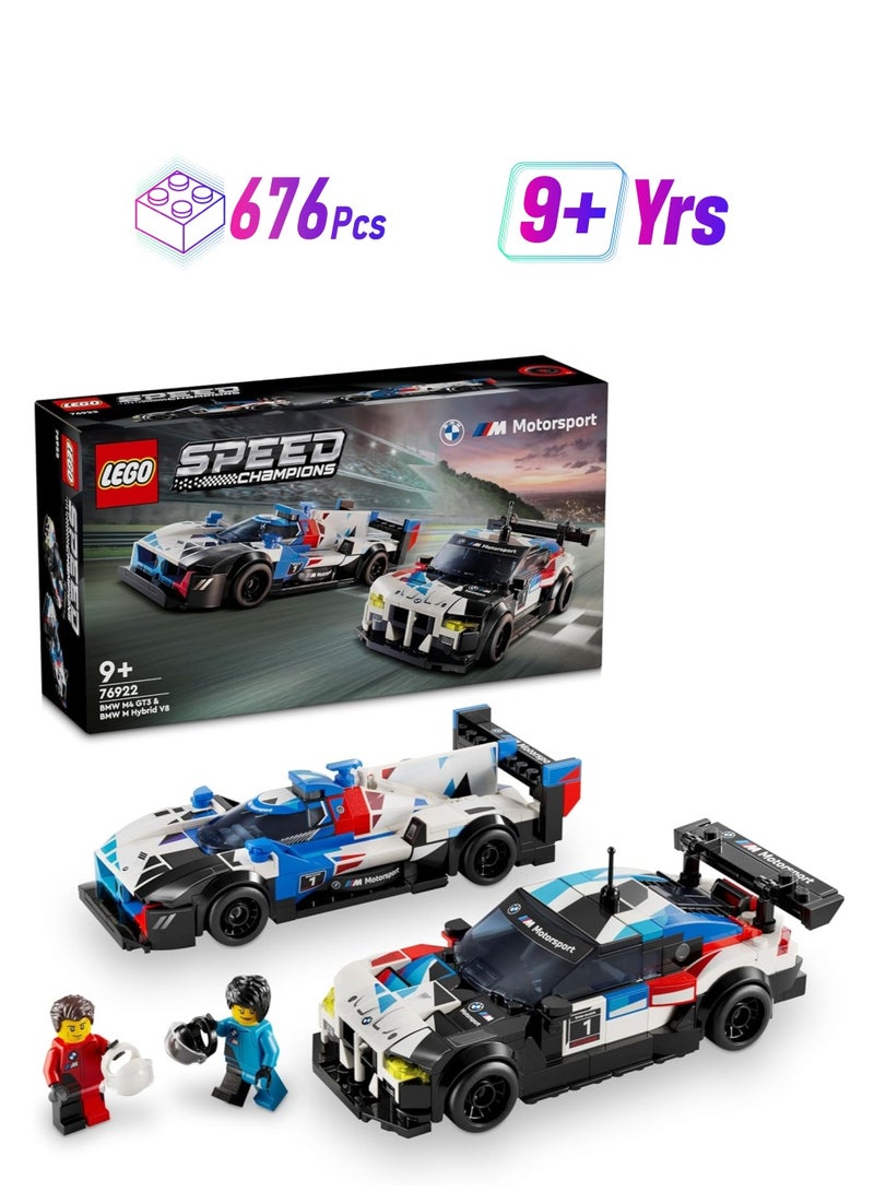 LEGO LEGO Speed Champions BMW M4 GT3 And BMW M Hybrid V8 76922 Building Blocks Toy Car Set (676 Pieces)  - Image 1