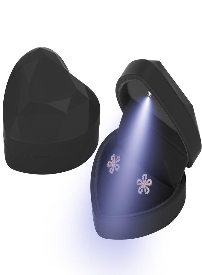 LETURE Heart-Shaped LED Earring Jewelry Gift Box, Earring Stud Pendant Necklace Holder Display Case for Wedding Anniversary Engagements Ceremonies Birthdays for Women Girlfriend (Black) - Image 1