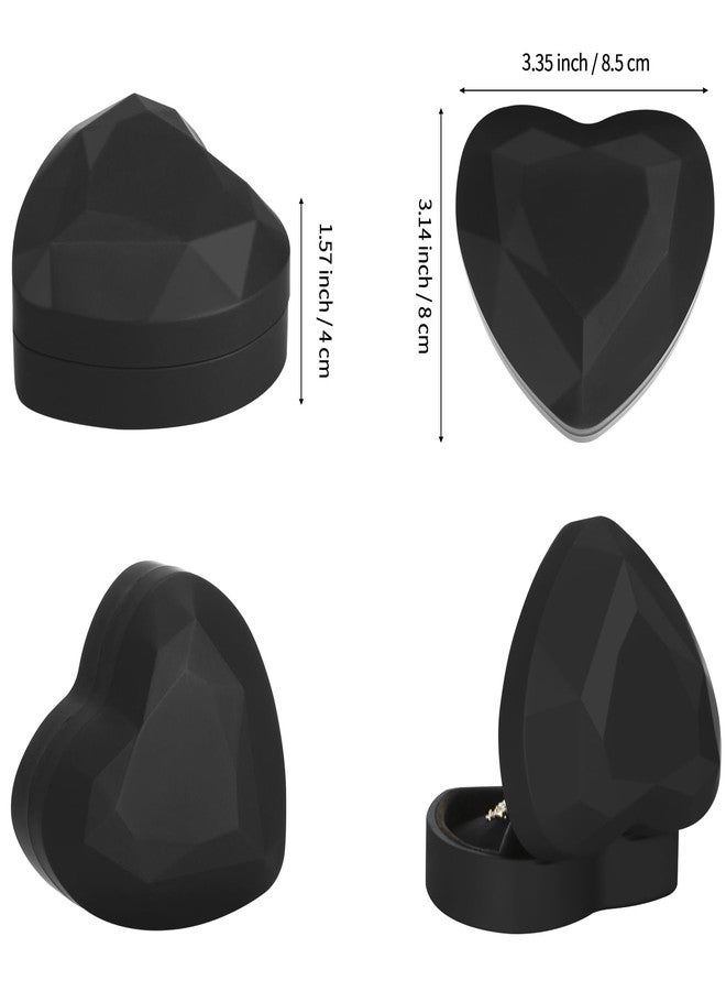 LETURE Heart-Shaped LED Earring Jewelry Gift Box, Earring Stud Pendant Necklace Holder Display Case for Wedding Anniversary Engagements Ceremonies Birthdays for Women Girlfriend (Black) - Image 2