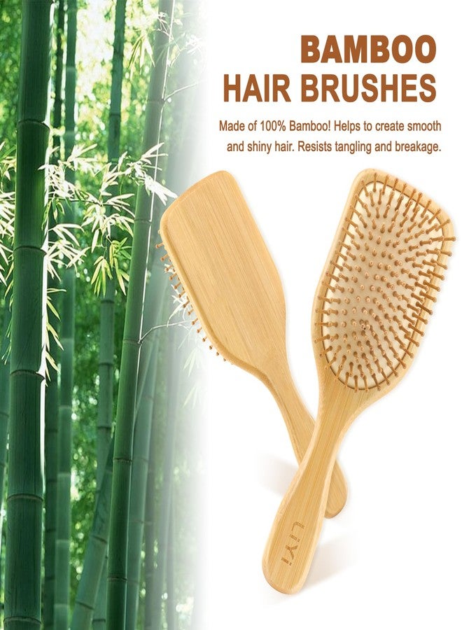 LIYI Bamboo Hair Brush for Hair Growth, Wooden Brush with Natural Bamboo Bristles, Wooden Hairbrush Scalp Massage & Detangling for Women Men & Kids, All Hair Types, Ergonomic Handle - Image 3