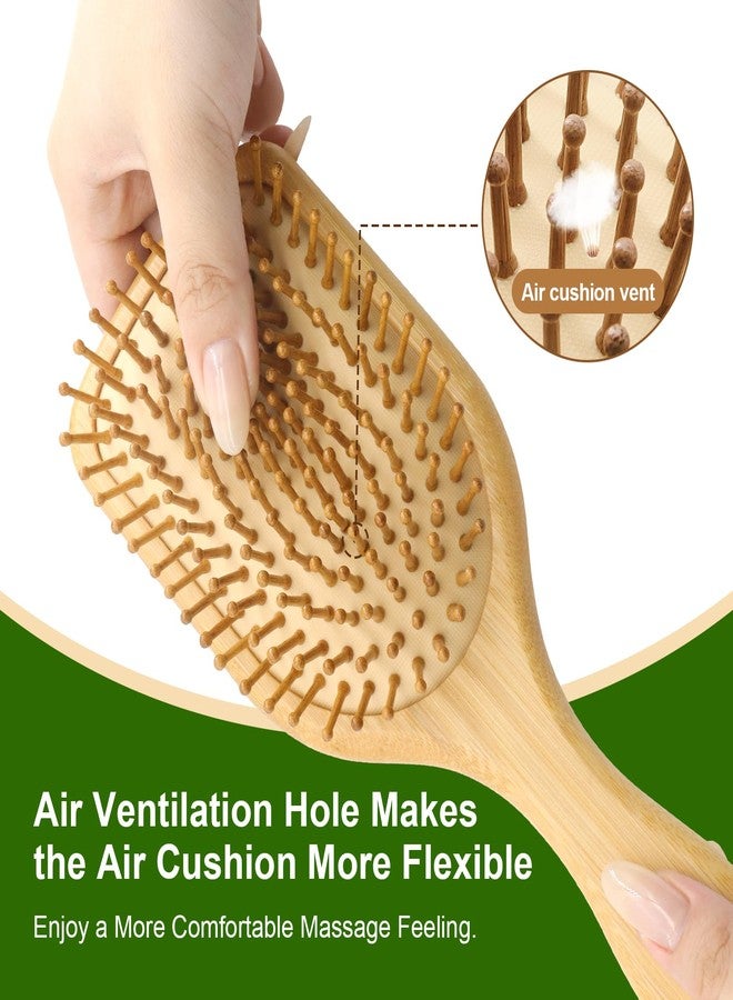 LIYI Bamboo Hair Brush for Hair Growth, Wooden Brush with Natural Bamboo Bristles, Wooden Hairbrush Scalp Massage & Detangling for Women Men & Kids, All Hair Types, Ergonomic Handle - Image 2