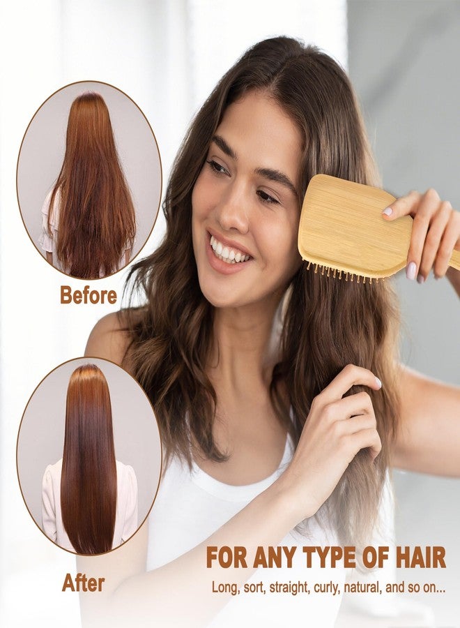 LIYI Bamboo Hair Brush for Hair Growth, Wooden Brush with Natural Bamboo Bristles, Wooden Hairbrush Scalp Massage & Detangling for Women Men & Kids, All Hair Types, Ergonomic Handle - Image 5