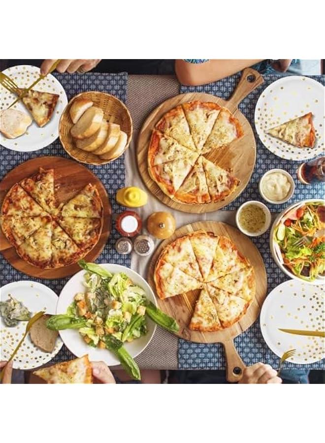 تراسل مستلزمات حفلات أعياد الميلاد أواني عشاء حفلات أعياد الميلاد ذات النقاط الذهبية أطباق ومناديل وأكواب يمكن التخلص منها تكفي 25 ضيفًا لحفلات أعياد الميلاد - Image 4