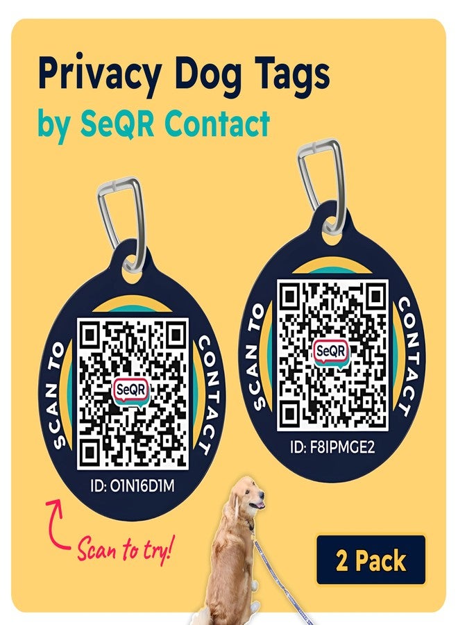 SeQR Privacy Dog Tag | Protect Personal Info & Pets with Custom QR Code Tags | 2 Pack, Navy, Round, Acrylic, No Subscription Fee - Image 1
