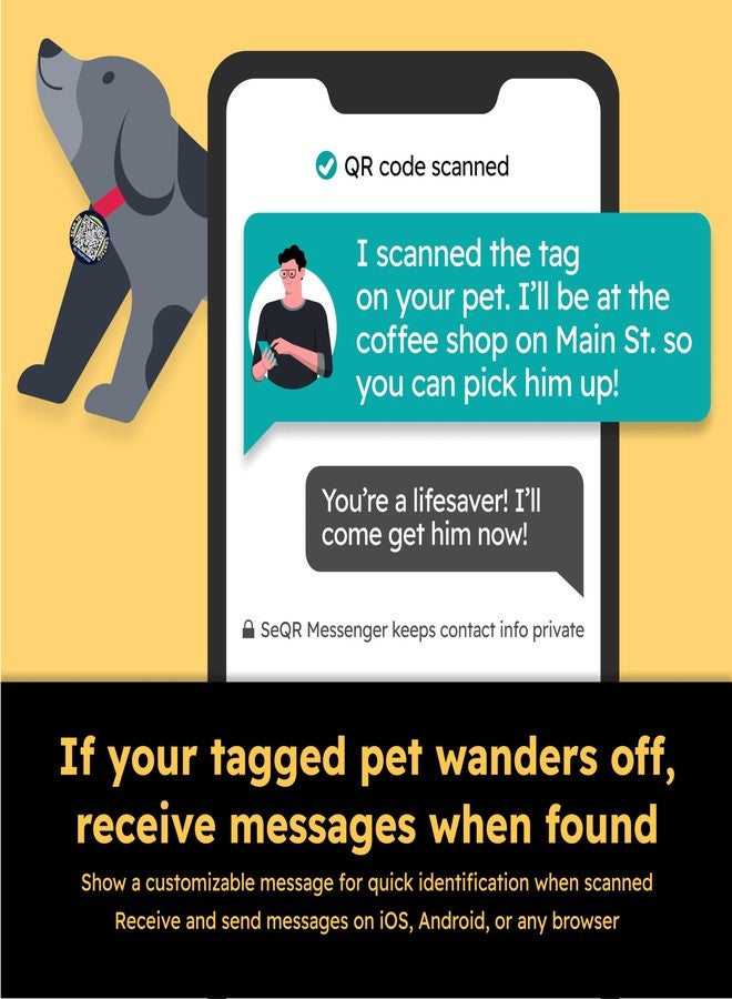 SeQR Privacy Dog Tag | Protect Personal Info & Pets with Custom QR Code Tags | 2 Pack, Navy, Round, Acrylic, No Subscription Fee - Image 3