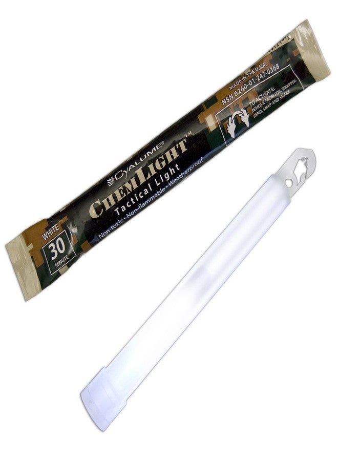 Cyalume - 9-03680 ChemLight Military Grade Chemical Light Sticks - 30 Minute Duration Light Sticks Provide Intense Light, Ideal as Emergency or Safety Lights and Much More, Standard Issue for U.S. Military Personnel - White, 6” Long (Pack of 10) - Image 1
