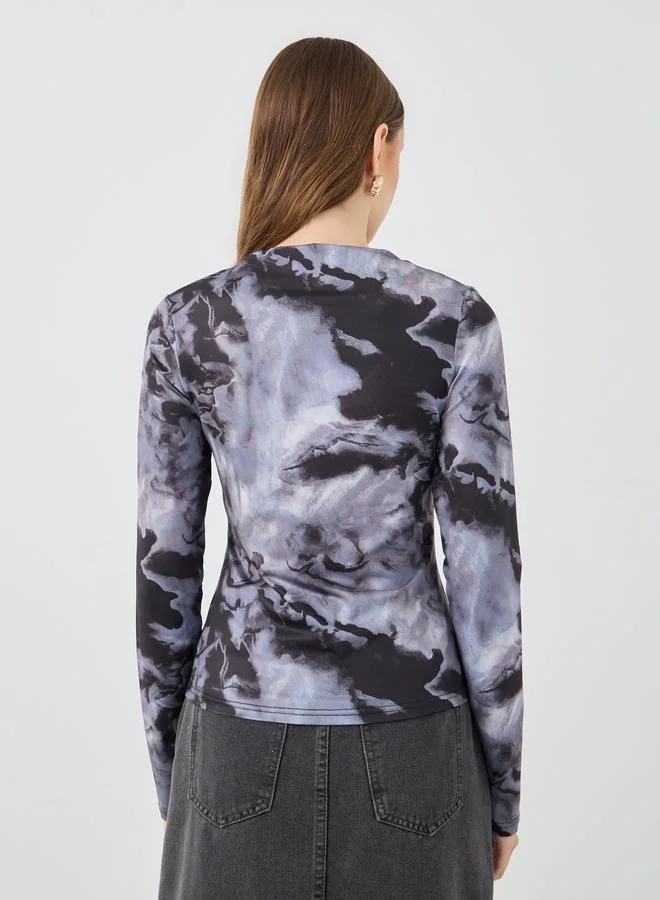Take Two Take Two Dye Print Long Sleeve Top