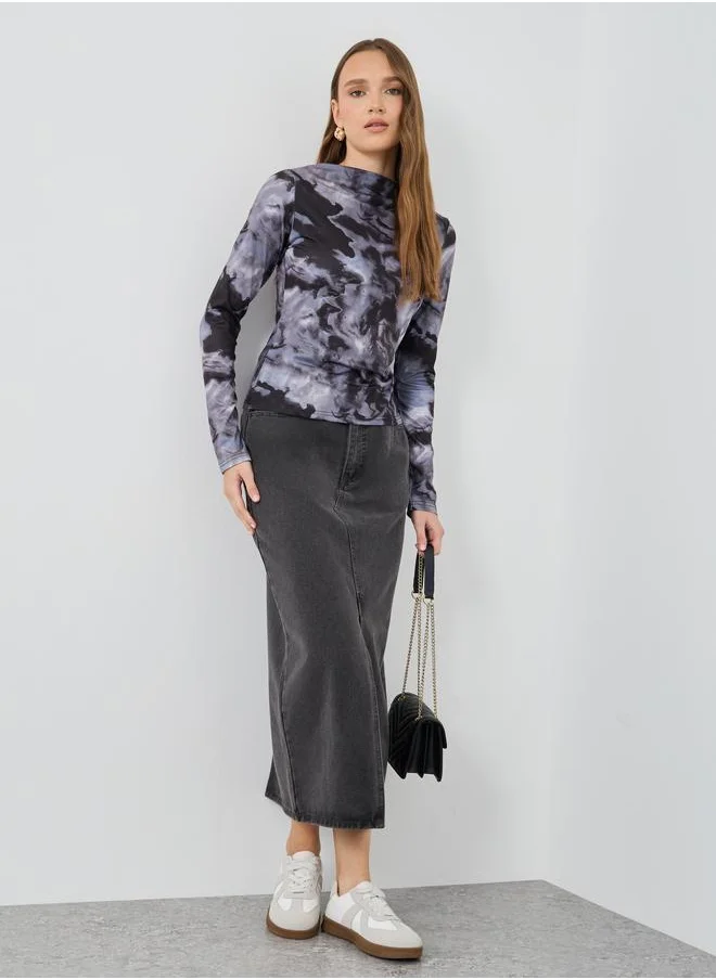 تايك تو Take Two Dye Print Long Sleeve Top