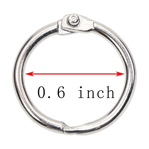 Shapenty Small Binder Rings Clip Metal Loose Leaf Binder Book Rings Key Rings for Cards Scrapbook Reports School Home Office Classroom Teacher Student Project Keychain Name Tags, 20PCS (0.6Inch) - Image 2