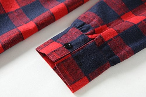 OLRAIN Womens New Plaids Irregular Hem Casual Shirt Dress (Medium, Nred) - Image 3