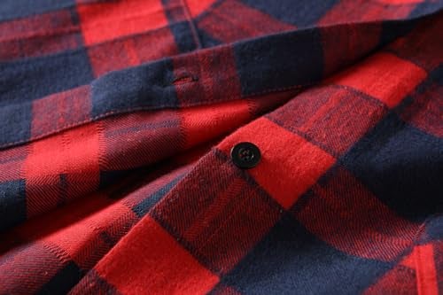 OLRAIN Womens New Plaids Irregular Hem Casual Shirt Dress (Medium, Nred) - Image 4