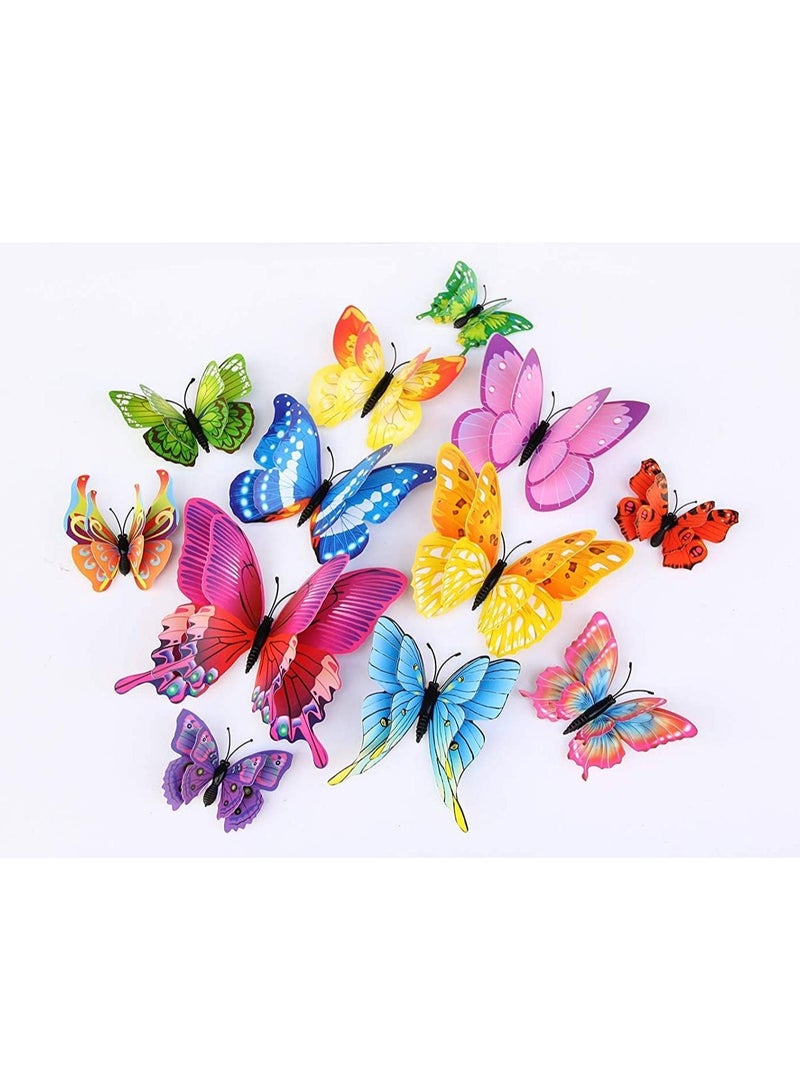 E COMMERCE  BAG E-commerce BAG Multicolour 3D Magnet Butterfly Birthday Party Decoration Kit Set Dye Art Decor Craft Self Adhesive Living Room Girls Bedroom Kitchen Office Decor Wall Sticker (Set of 12) - Image 2