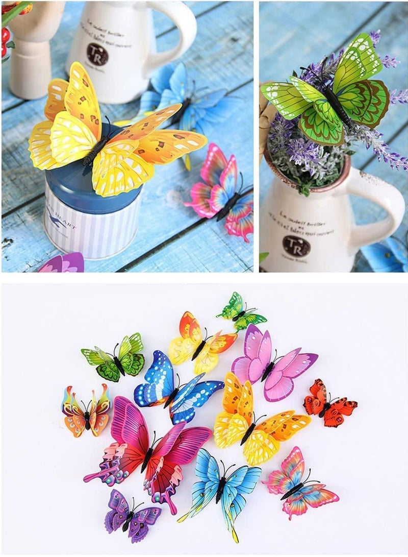 E COMMERCE  BAG E-commerce BAG Multicolour 3D Magnet Butterfly Birthday Party Decoration Kit Set Dye Art Decor Craft Self Adhesive Living Room Girls Bedroom Kitchen Office Decor Wall Sticker (Set of 12) - Image 3