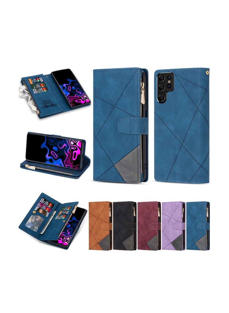 Suteni Color Block Flip Cover Card Slots Leather Phone Case for Samsung - Image 3