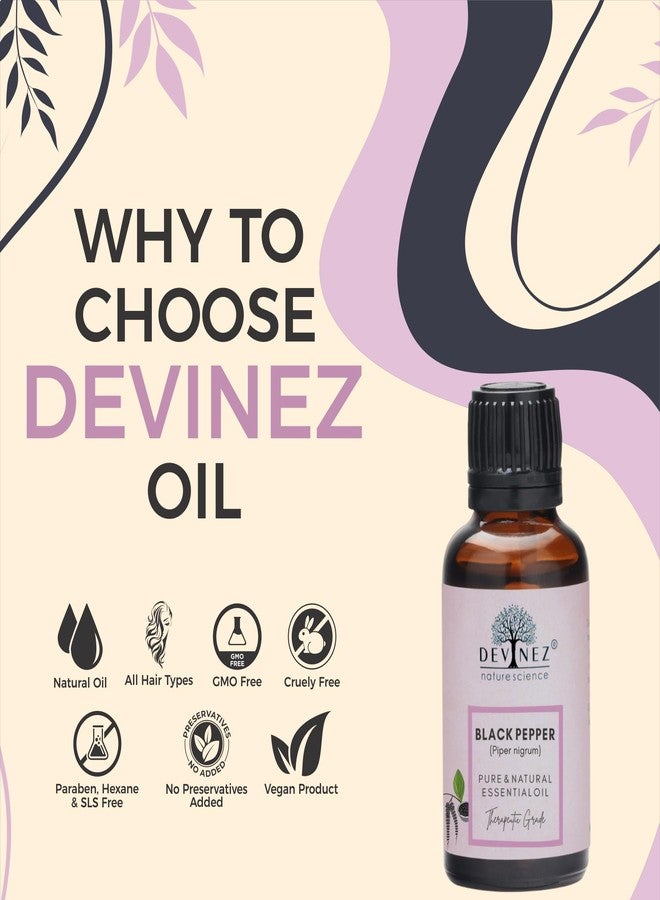 Devinez Black Pepper Essential Oil, 100% Pure, Natural & Undiluted, 15ml in Glass Bottle - Relieves Aches and Pain, Massage, Reduce Tension, Aromatherapy & Natural Remedies - Image 2