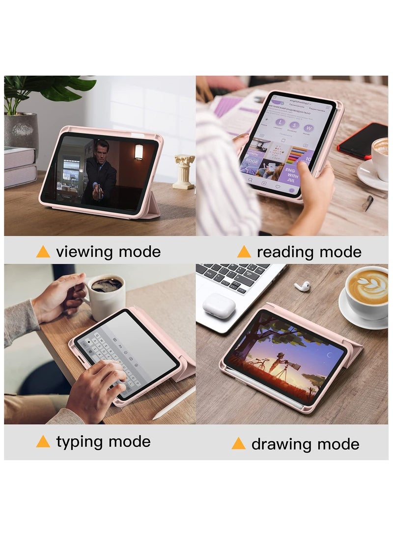 DUSALA Case for iPad mini 7 (A17 Pro, 7th Generation) 2024 / iPad mini 6 (6th Gen) 8.3 Inch with Pencil Holder, Slim Stand Protective Cover with Clear Transparent Back Shell for iPad mini 8.3 inch Tablet, Support Auto Wake/Sleep, (Pink) - Image 4