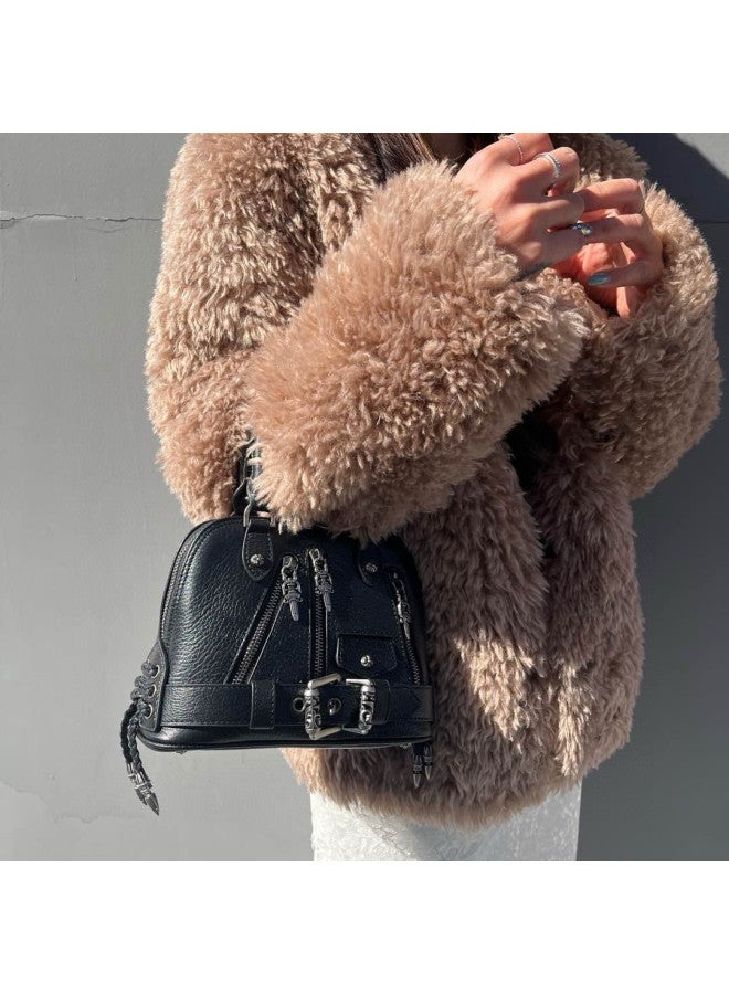 Crocore Genuine Leather Shell Bag Women's 2025 Style Hot Girl Motorcar Bag Fashionable All-match Shoulder Crossbody Handbag-Colour:Black - Image 2