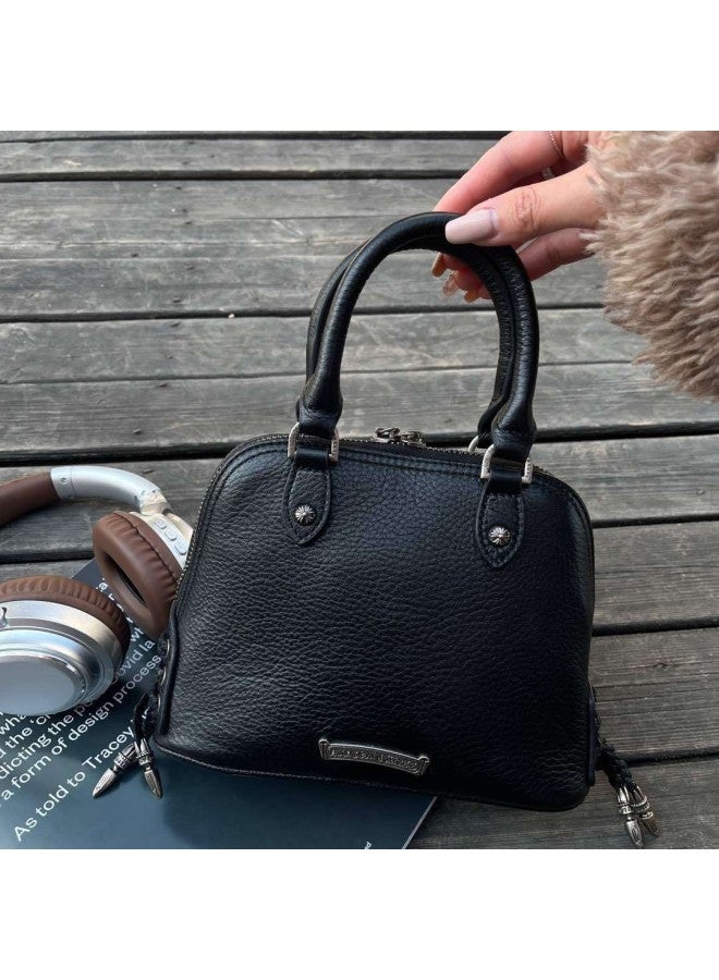 Crocore Genuine Leather Shell Bag Women's 2025 Style Hot Girl Motorcar Bag Fashionable All-match Shoulder Crossbody Handbag-Colour:Black - Image 4