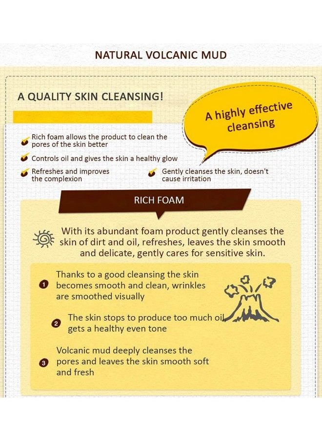 ROREC Volcanic Mud Clean Pore Cleanser Foam Natural Skin Сare Moisture 100Ml  - Image 4