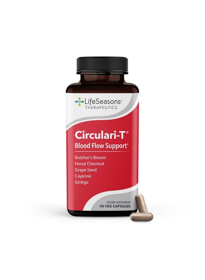 LifeSeasons لايف سيزونز سيركولاري-تي - مكمل لدورة الدم - يدعم صحة الشرايين والشعيرات الدموية والأوردة - عشب الجزار، الجنكة، الفلفل الحار، بذور العنب وبلوط الحصان - 90 كبسولة - Image 1