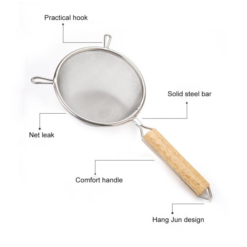 Mesh Strainer: Fine Mesh Design - Ergonomic Comfortable Handle, Oil Drainer for Home Kitchen Cooking, Pan Edge Placement & Wall Hangable Kitchen Tool - Image 5