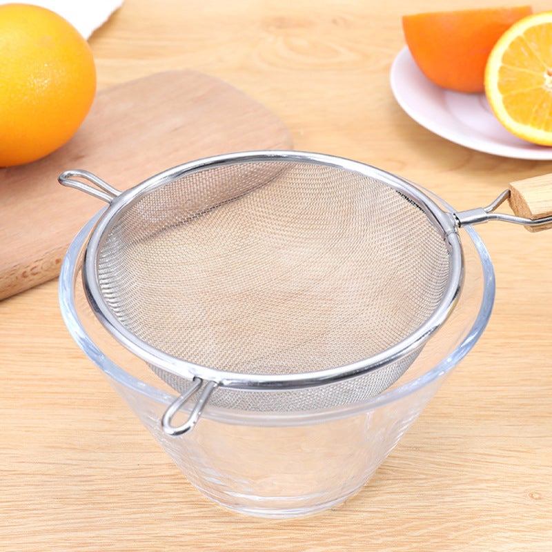 Mesh Strainer: Fine Mesh Design - Ergonomic Comfortable Handle, Oil Drainer for Home Kitchen Cooking, Pan Edge Placement & Wall Hangable Kitchen Tool - Image 2