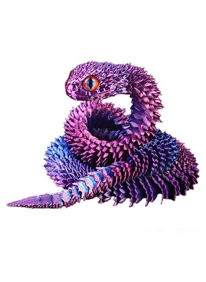 Geustos - 3D Printed Animal Set 3D Printed Snake Toys 3D Printed Curved Flexible Toys 3D Printed Animals Delicate Cute Pet Toys Children/Adult Fidget Toys (Purple and Black, 17.7') - Image 1
