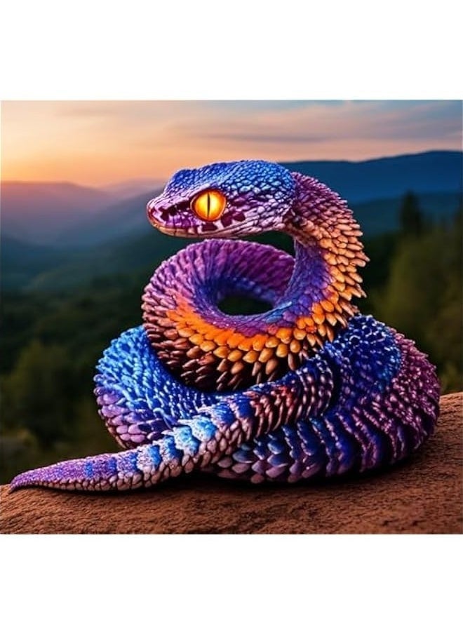 Geustos - 3D Printed Animal Set 3D Printed Snake Toys 3D Printed Curved Flexible Toys 3D Printed Animals Delicate Cute Pet Toys Children/Adult Fidget Toys (Purple and Black, 17.7') - Image 1