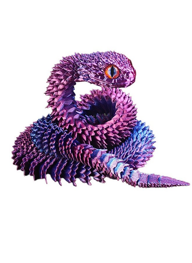 Geustos - 3D Printed Animal Set 3D Printed Snake Toys 3D Printed Curved Flexible Toys 3D Printed Animals Delicate Cute Pet Toys Children/Adult Fidget Toys (Purple and Black, 17.7') - Image 1