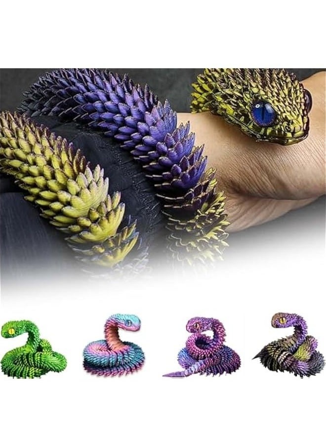 Geustos - 3D Printed Animal Set 3D Printed Snake Toys 3D Printed Curved Flexible Toys 3D Printed Animals Delicate Cute Pet Toys Children/Adult Fidget Toys (Purple and Black, 17.7') - Image 1