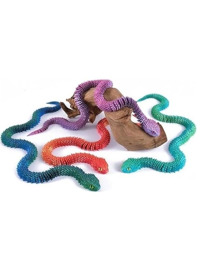 Geustos - 3D Printed Animal Set 3D Printed Snake Toys 3D Printed Curved Flexible Toys 3D Printed Animals Delicate Cute Pet Toys Children/Adult Fidget Toys (Purple and Black, 17.7') - Image 1