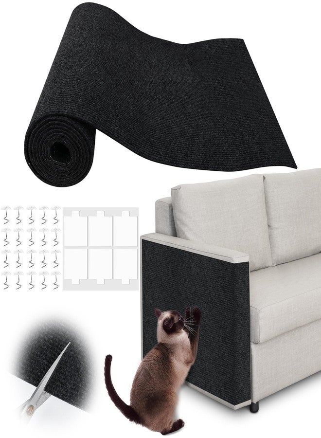 Inchoco Cat Scratch Furniture Protector - 78.7" x 15.8" Trimmable Self-Adhesive Cats Claws Scratch Pads, DIY Cat Climbing Couch Protector for Scratch Post Cat Tree Replacement Indoor (Black) - Image 1