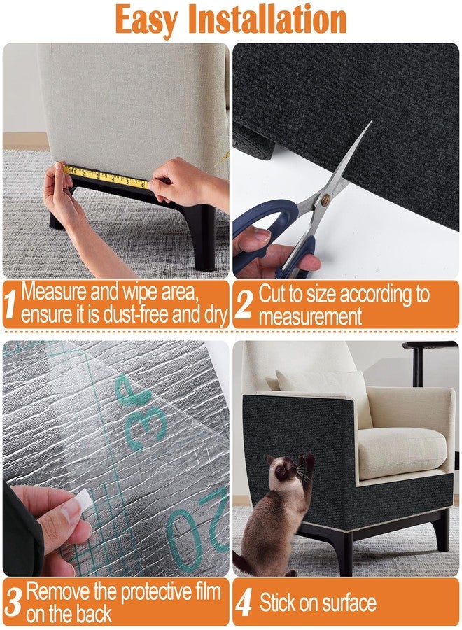 Inchoco Cat Scratch Furniture Protector - 78.7" x 15.8" Trimmable Self-Adhesive Cats Claws Scratch Pads, DIY Cat Climbing Couch Protector for Scratch Post Cat Tree Replacement Indoor (Black) - Image 5