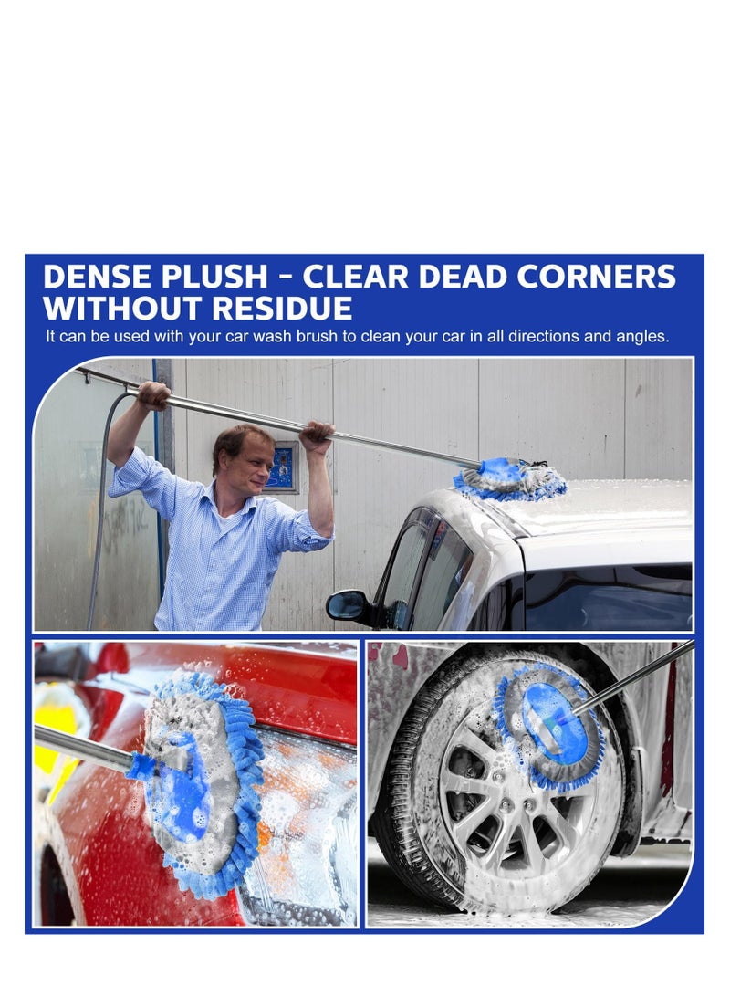 SYOSI 5 Pcs Car Wash Kit Microfiber Car Wash Mitt Car Wash Brush Handle Not Included Detail Car Cleaning Tools Chenille Scratch Free Replacement Kit for Truck Auto RV SUV Pickup Bus (Royal Blue) - Image 3