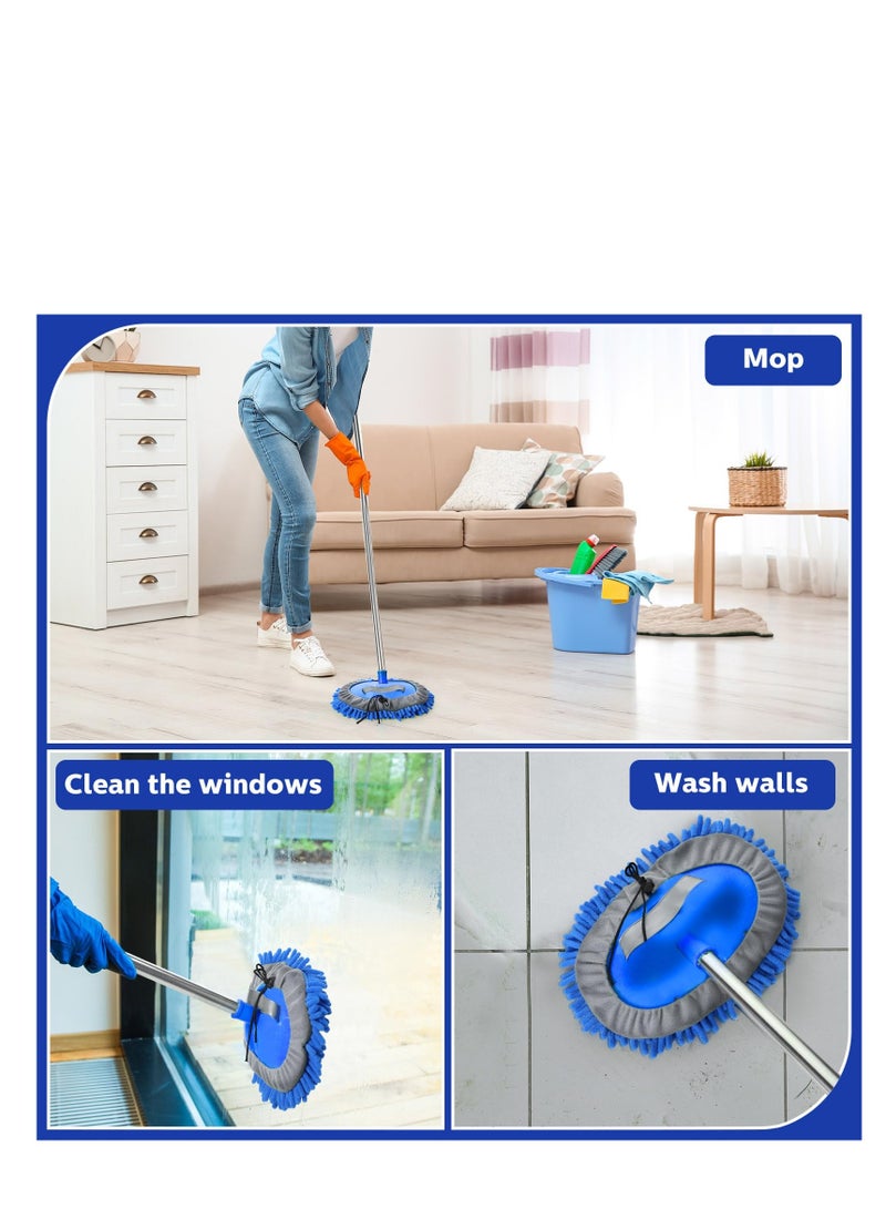 SYOSI 5 Pcs Car Wash Kit Microfiber Car Wash Mitt Car Wash Brush Handle Not Included Detail Car Cleaning Tools Chenille Scratch Free Replacement Kit for Truck Auto RV SUV Pickup Bus (Royal Blue) - Image 4