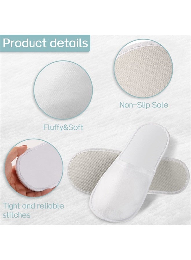 Satinior 40 Pairs Disposable Slippers Closed Toe Spa Slippers White Hotel Slippers Portable Travel Slippers Indoor Slipper Bulk for Women Men Home Hotel Wedding Guests, 2 Sizes - Image 2