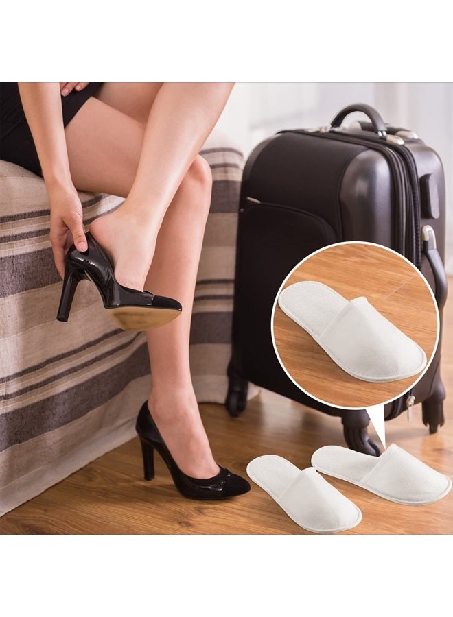 Satinior 40 Pairs Disposable Slippers Closed Toe Spa Slippers White Hotel Slippers Portable Travel Slippers Indoor Slipper Bulk for Women Men Home Hotel Wedding Guests, 2 Sizes - Image 4
