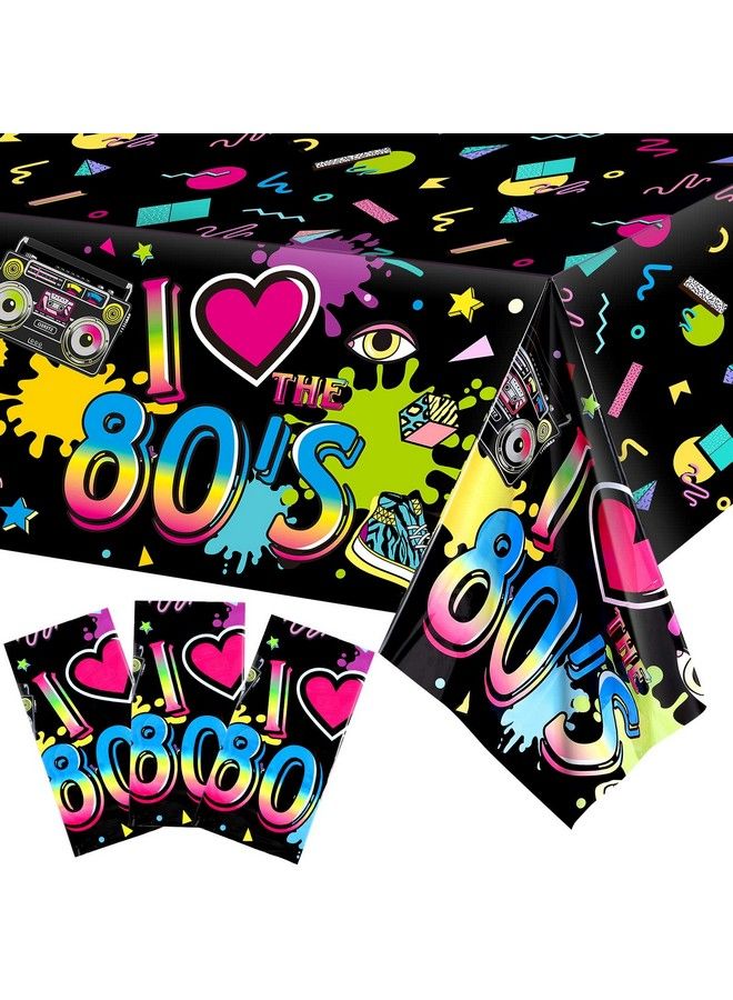 Tegeme 3 Pack 80S Plastic Party Tablecloth 80'S Party Table Cover 80S Birthday Party Supplies The 80'S Hip Hop Party Decoration Throwback Birthday Party Decoration For Dining Room And Kitchen 54 X 108 Inch - Image 1